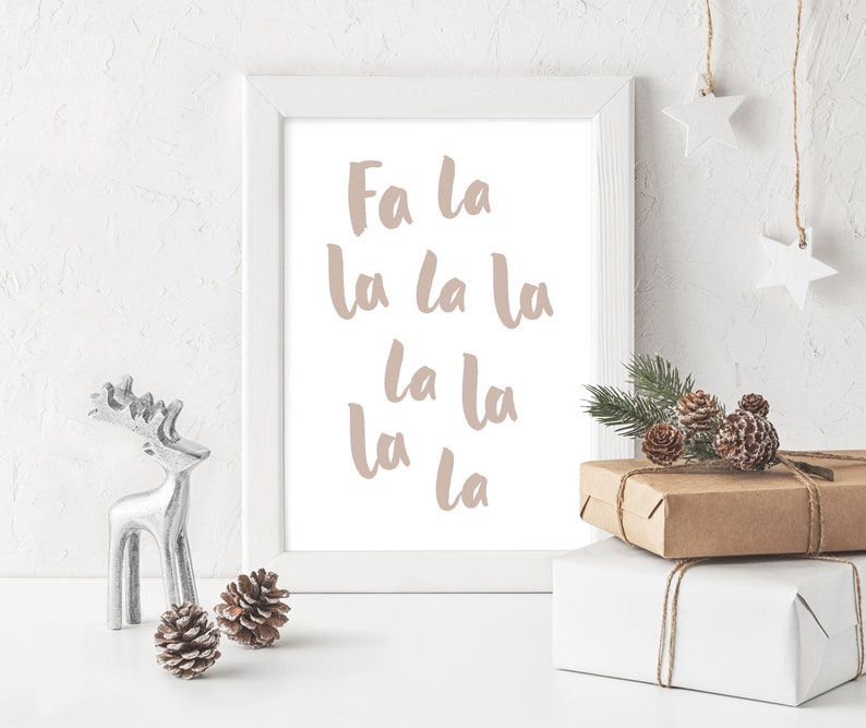 Fa La La La La Sign Printable Christmas Wall Art Modern | Etsy