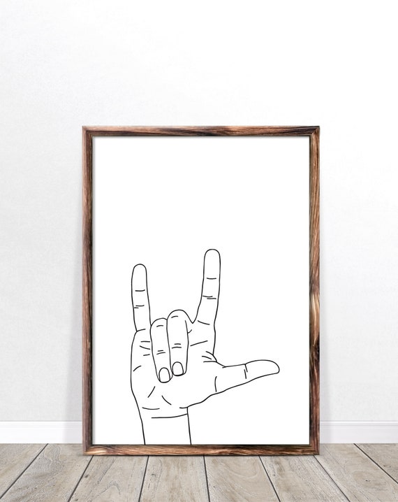 I Love You Hand Gesture Printable Wall Art Valentine's Gift