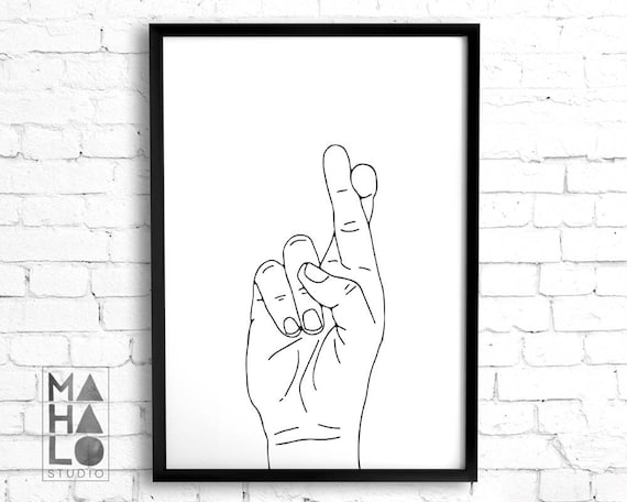 Fingers Crossed Printable Wall Art Minimalist Art Extra Large | Etsy