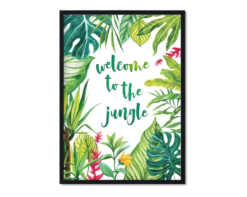 to the Jungle Printable Wall Art Tropical Decor Etsy