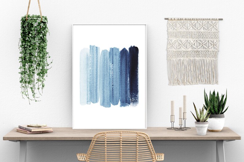 Navy Blue Ombre Printable Wall Art Extra Large Wall Art Etsy