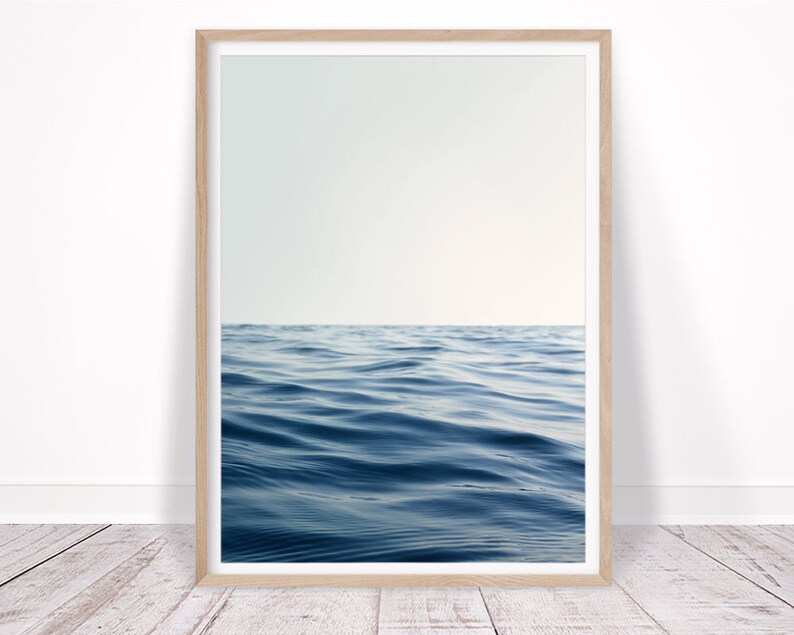 Ocean Print Navy Blue Coastal Wall Art, Ocean Photography Beach Decor Gift for Beach Lover, Navy Blue Wave Print Surf Art, Serene Wall Art image 8