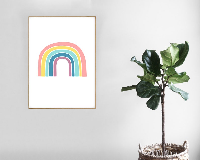 Pastel Rainbow Nursery Wall Art, Gender Neutral Gift Rainbow Baby Decor, Printable Wall Art for Nursery Decor, Pastel Rainbow Art image 6