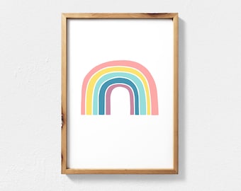 Pastel Rainbow Nursery Wall Art, Gender Neutral Gift Rainbow Baby Decor, Printable Wall Art for Nursery Decor, Pastel Rainbow Art