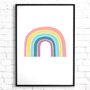 Pastel Rainbow Nursery Wall Art, Gender Neutral Gift Rainbow Baby Decor, Printable Wall Art for Nursery Decor, Pastel Rainbow Art image 9