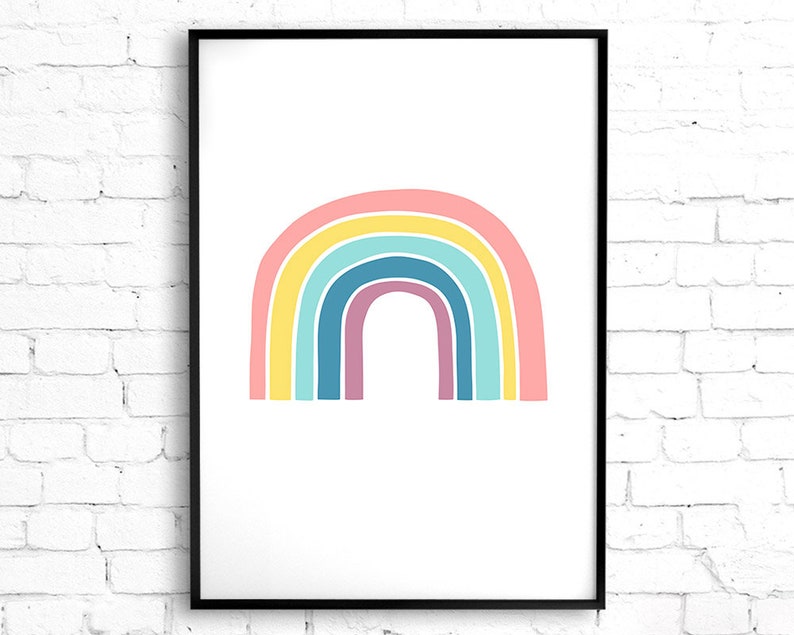 Pastel Rainbow Nursery Wall Art, Gender Neutral Gift Rainbow Baby Decor, Printable Wall Art for Nursery Decor, Pastel Rainbow Art image 9