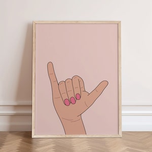 Shaka Printable Wall Art, Cute Preppy Room Decor, Hang Loose Print, Cute Surf Art, Shaka Wall Art, Preppy Wall Art