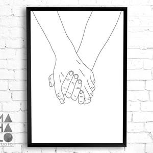 Holding Hands Illustration Printable Wall Art, Valentines Day Gift ...