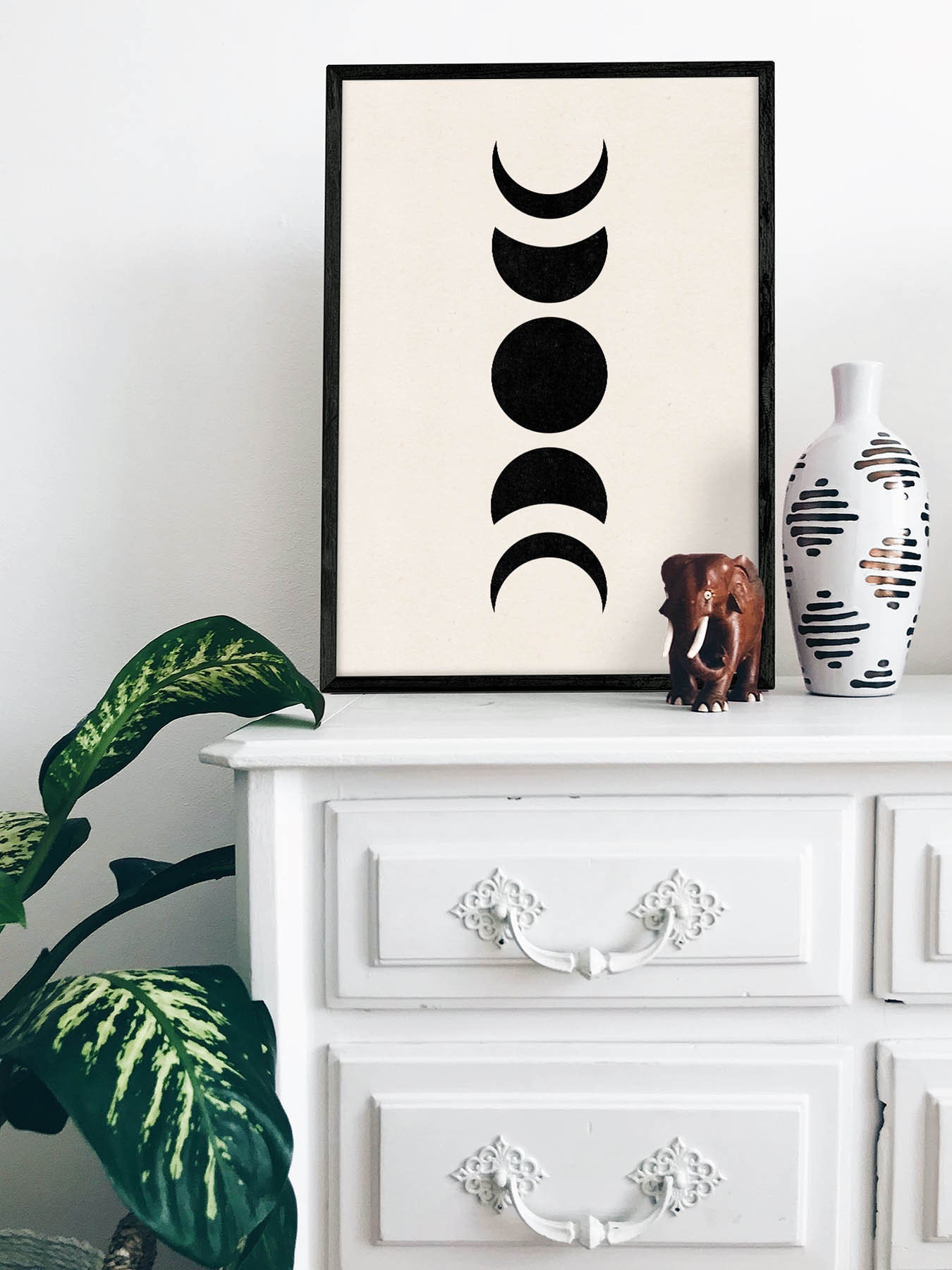 Boho Moon Phases Printable Wall Art, Mid Century Modern Moon Phase ...
