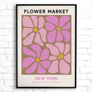 New York Flower Market Printable Wall Art, Pink Flower Market Poster, Abstract Flower Painting, New York Print, Abstract Pink Daisy Art image 7