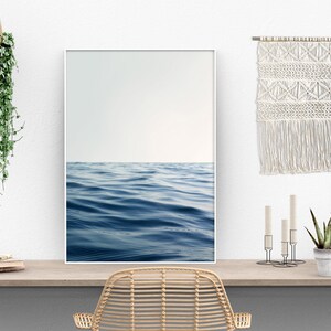 Ocean Print Navy Blue Coastal Wall Art, Ocean Photography Beach Decor Gift for Beach Lover, Navy Blue Wave Print Surf Art, Serene Wall Art image 2