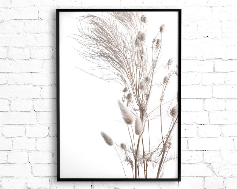 Set of 2 Farmhouse Decor Botanical Print Digital Download, 2 Piece Floral Printable Wall Art, Neutral Bedroom Decor, Dried Flower Wall Art image 8