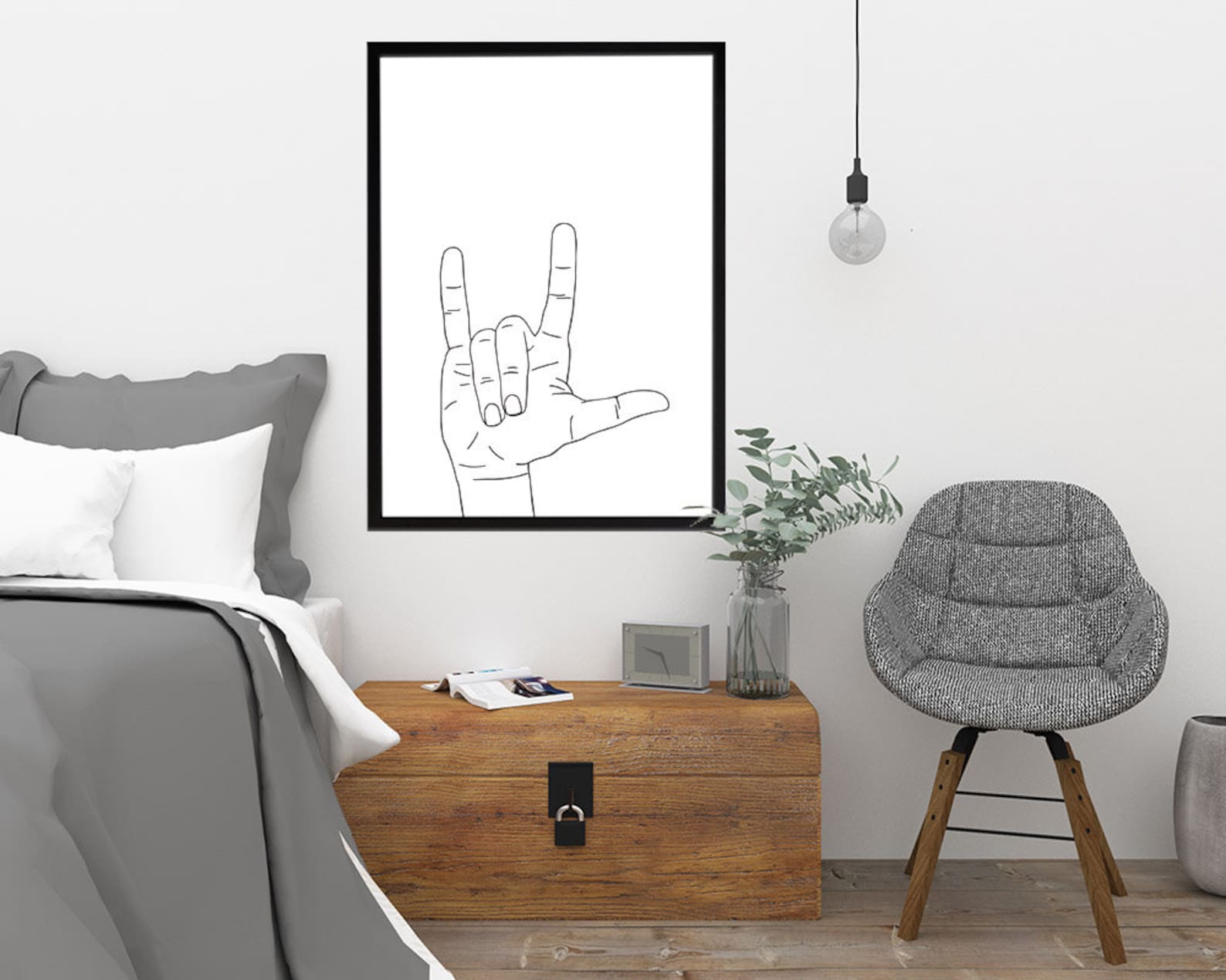 I Love You Hand Gesture Printable Wall Art Valentine’s | Etsy