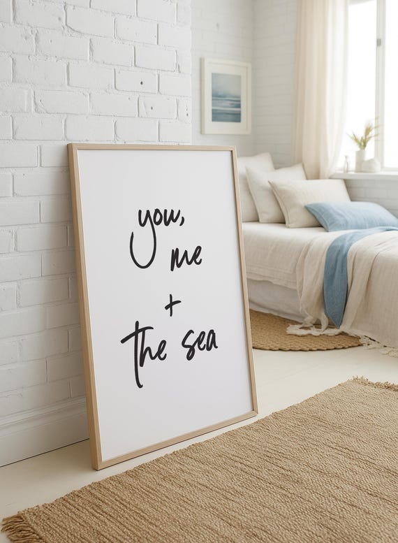 You me and the sea printable quote art, Printable Wall Art, Coastal Wall Art, Gift for Her, Gift for Him, Love Quote, You and Me, Beach Art