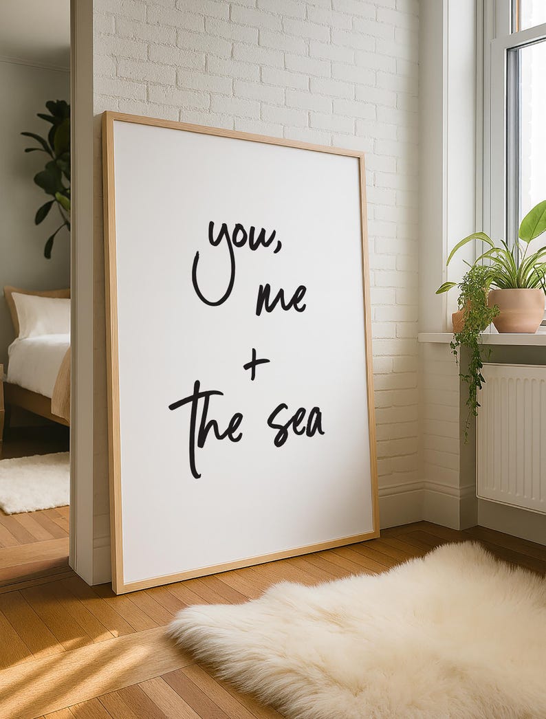 You me and the sea printable quote art, Printable Wall Art, Coastal Wall Art, Gift for Her, Gift for Him, Love Quote, You and Me, Beach Art image 8
