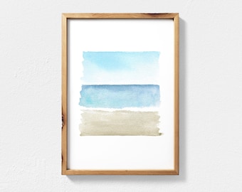 Printable Abstract Beach Wall Art, Blue Watercolour Brush Strokes Printable Wall Art, Coastal Wall Art, Coastal Decor Digital Download