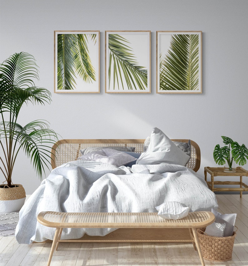 Modern Palm Tree Wall Art Printable 3 Piece Wall Art Set Etsy