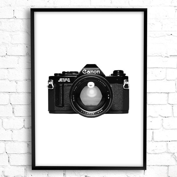 Vintage camera print wall art, printable wall art Canon camera digital download photographer Scandinavian style minimalist contemporary art