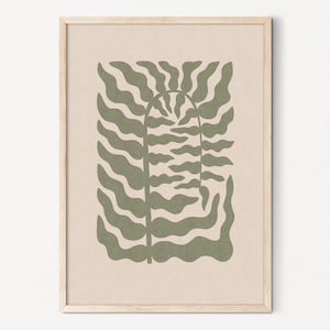 Impressão de samambaia abstrata Arte de parede de planta abstrata Download instantâneo Arte de parede de samambaia digital Arte verde abstrata para galeria Arte de parede Impressão botânica