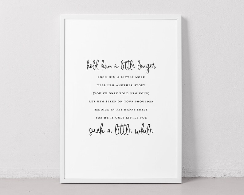 Hold Him a Little Longer Baby Quote Art Above Crib Printable - Etsy