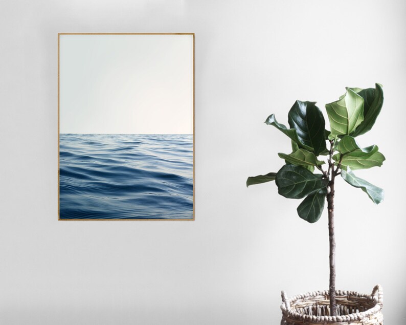 Ocean Print Navy Blue Coastal Wall Art, Ocean Photography Beach Decor Gift for Beach Lover, Navy Blue Wave Print Surf Art, Serene Wall Art image 6