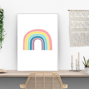 Pastel Rainbow Nursery Wall Art, Gender Neutral Gift Rainbow Baby Decor, Printable Wall Art for Nursery Decor, Pastel Rainbow Art image 4