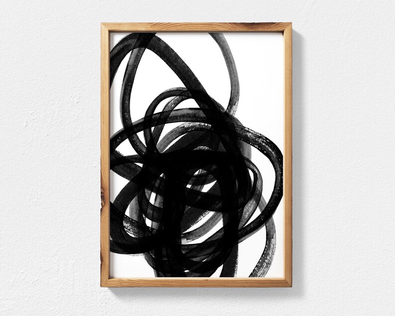 Black and White Abstract Art Minimalist Printable Wall Art - Etsy