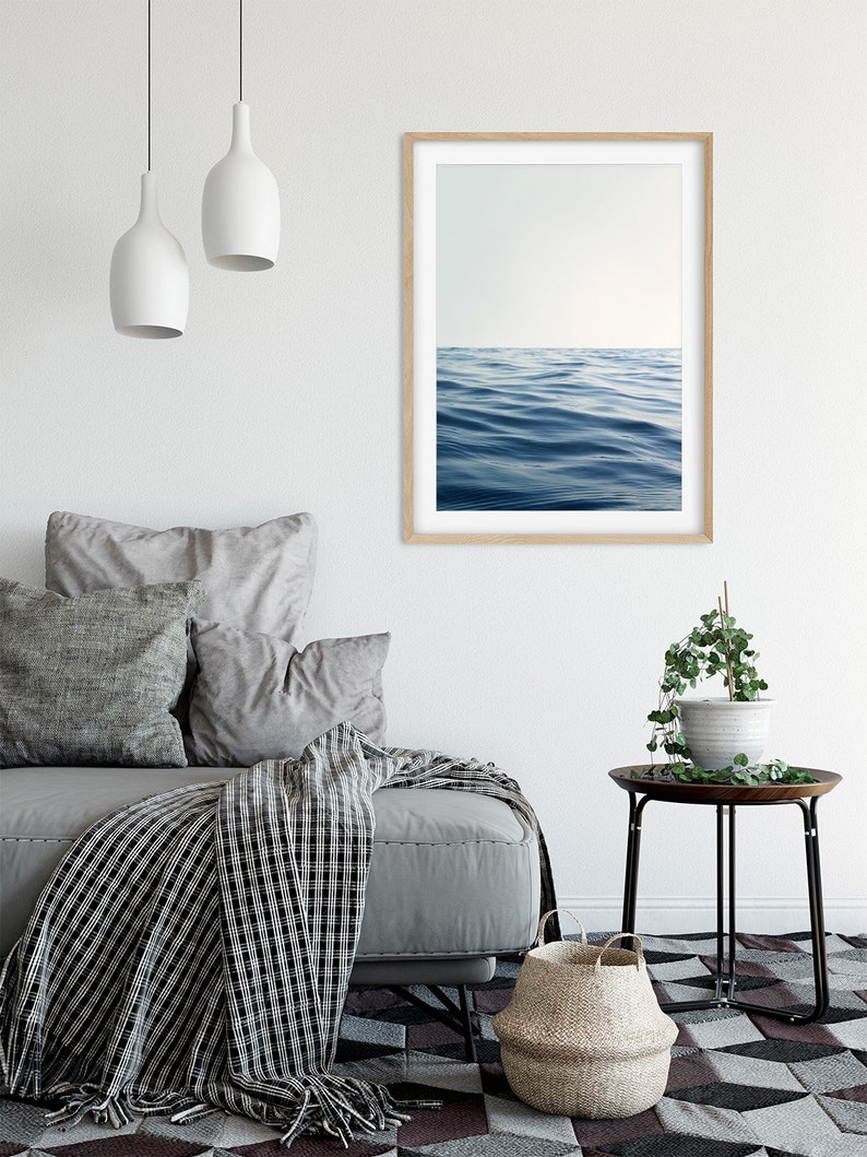 Ocean Print Navy Blue Coastal Wall Art, Ocean Photography Beach Decor Gift for Beach Lover, Navy Blue Wave Print Surf Art, Serene Wall Art image 5