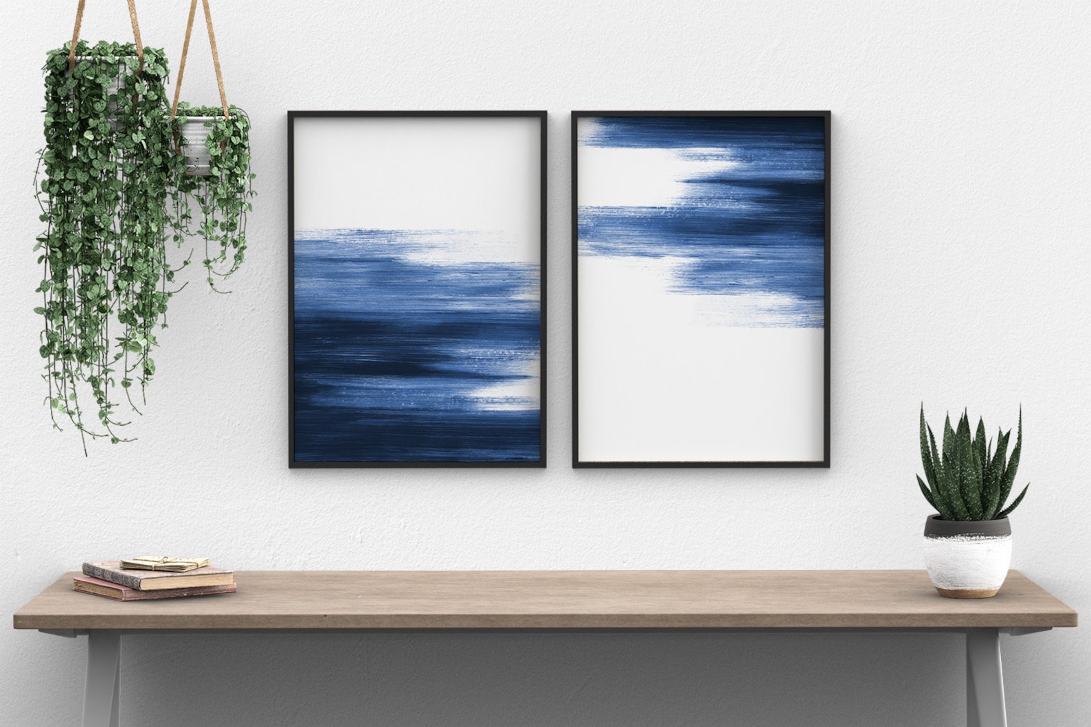 Navy Blue Wall Art Set of 2 Prints Coastal Decor Printable | Etsy