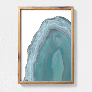 Geode Wandkunst Petrol und Grau, Kristall abstrakte Achat Wandkunst, Boho druckbare abstrakte Kunst, blaue Geode Kunst, zeitgenössische druckbare Wandkunst