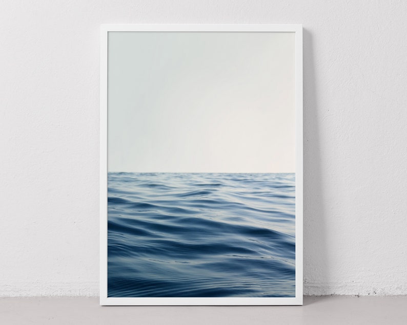 Ocean Print Navy Blue Coastal Wall Art, Ocean Photography Beach Decor Gift for Beach Lover, Navy Blue Wave Print Surf Art, Serene Wall Art image 4