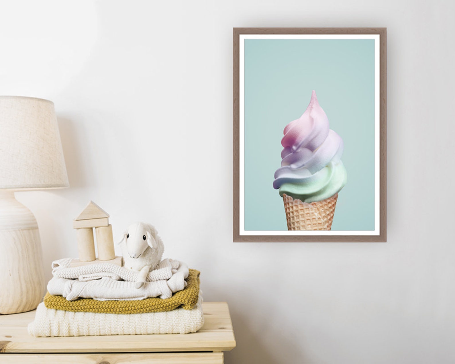 Ice Cream Print Nursery Decor, Rainbow Nursery Decor, Pastel Rainbow ...