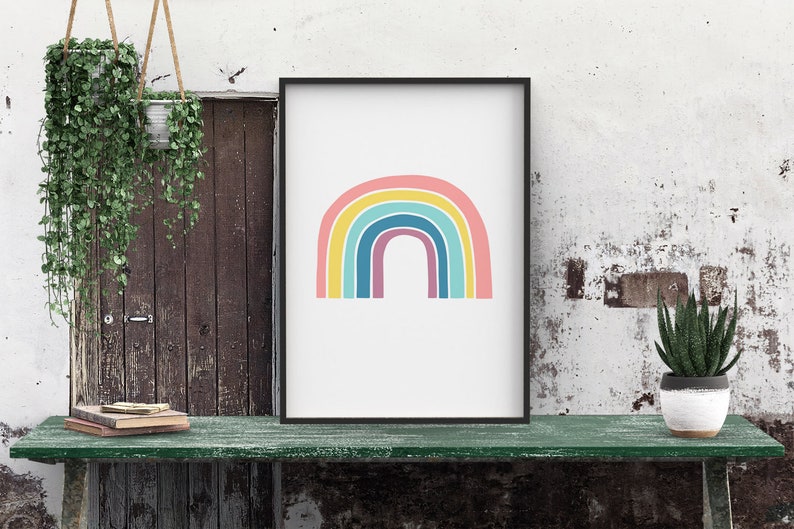 Pastel Rainbow Nursery Wall Art, Gender Neutral Gift Rainbow Baby Decor, Printable Wall Art for Nursery Decor, Pastel Rainbow Art image 10