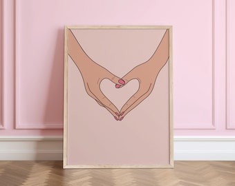 Love Heart Hands Printable Wall Art, Heart Wall Art, Preppy Wall Art, Cute Heart Hands Print, I Love You Wall Art, Preppy Room Decor
