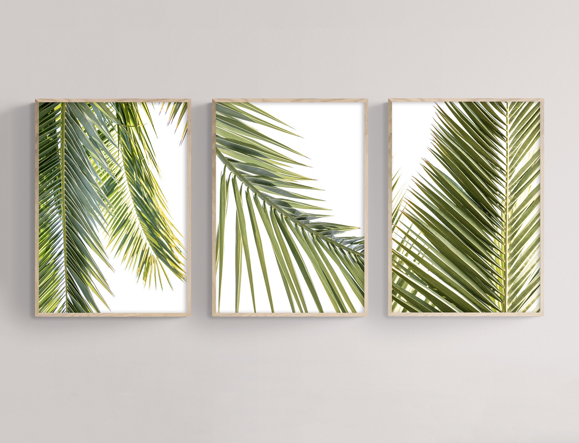 Modern Palm Tree Wall Art Printable 3 Piece Wall Art Set Etsy