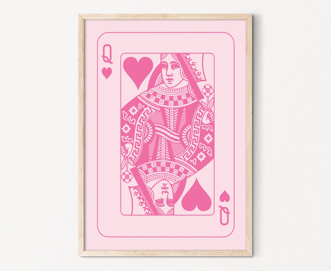 Pink Queen of Hearts Printable Poster, Pink Bedroom Decor, Lucky You