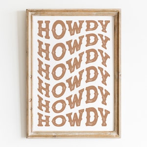 Beige Howdy Print Coastal Cowgirl Printable Wall Art Neutral Cowboy Aesthetic Decor Neutral Southwestern Decor Western Howdy Poster