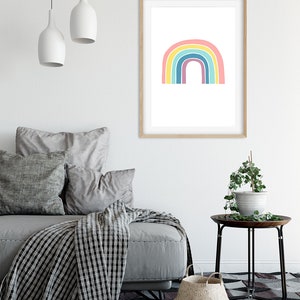 Pastel Rainbow Nursery Wall Art, Gender Neutral Gift Rainbow Baby Decor, Printable Wall Art for Nursery Decor, Pastel Rainbow Art image 5