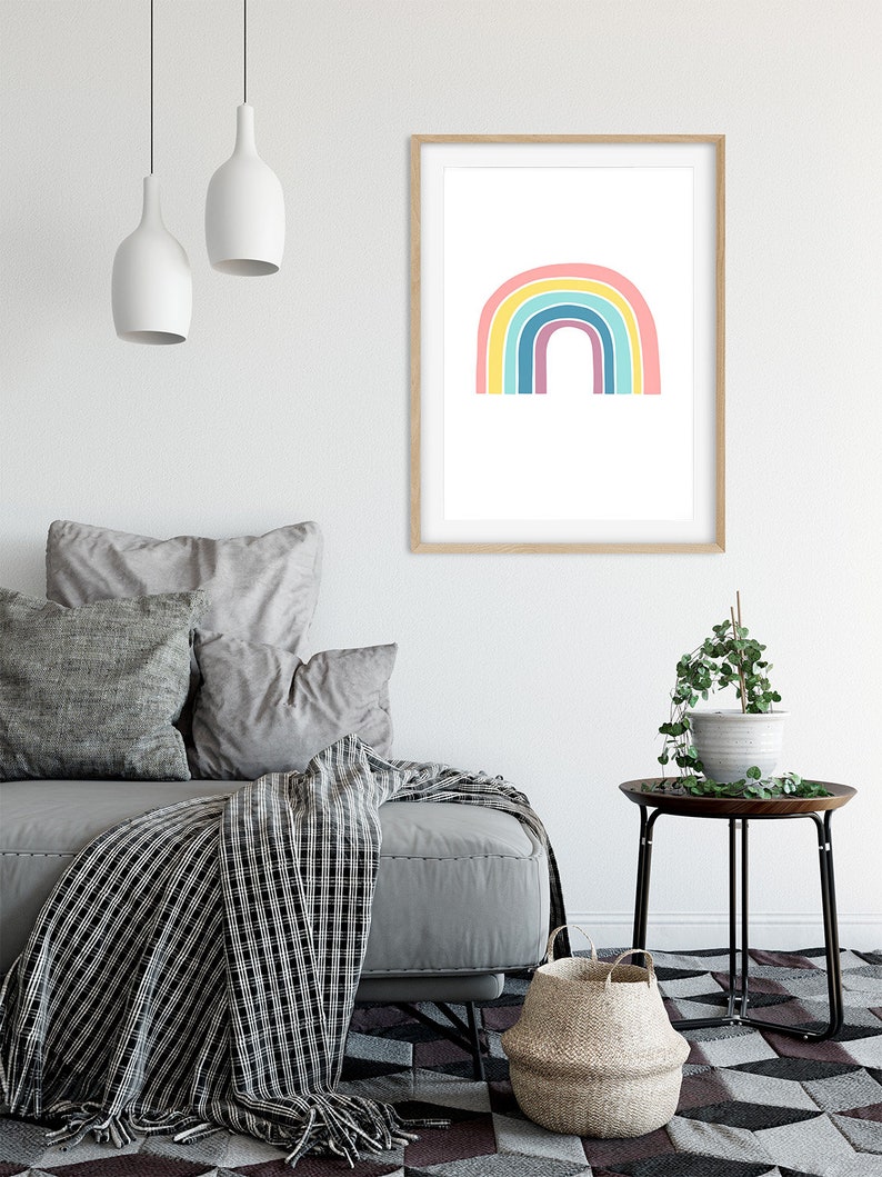 Pastel Rainbow Nursery Wall Art, Gender Neutral Gift Rainbow Baby Decor, Printable Wall Art for Nursery Decor, Pastel Rainbow Art image 5