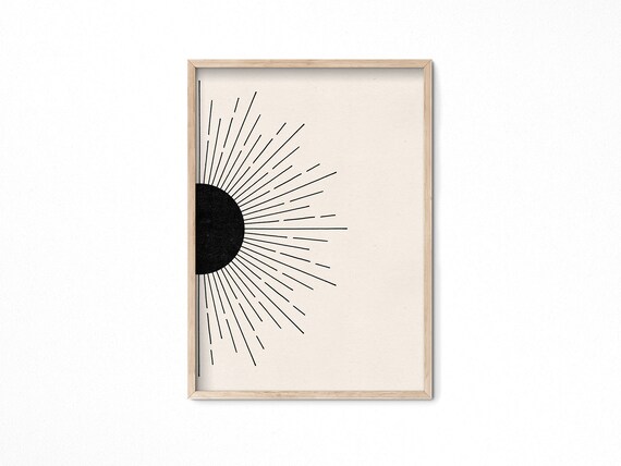 Mid Century Modern Art Sun Burst Poster Abstract Sun Art Printable Boho Digital Print Sun Wall Art Boho Art Prints Bohemian Wall Decor