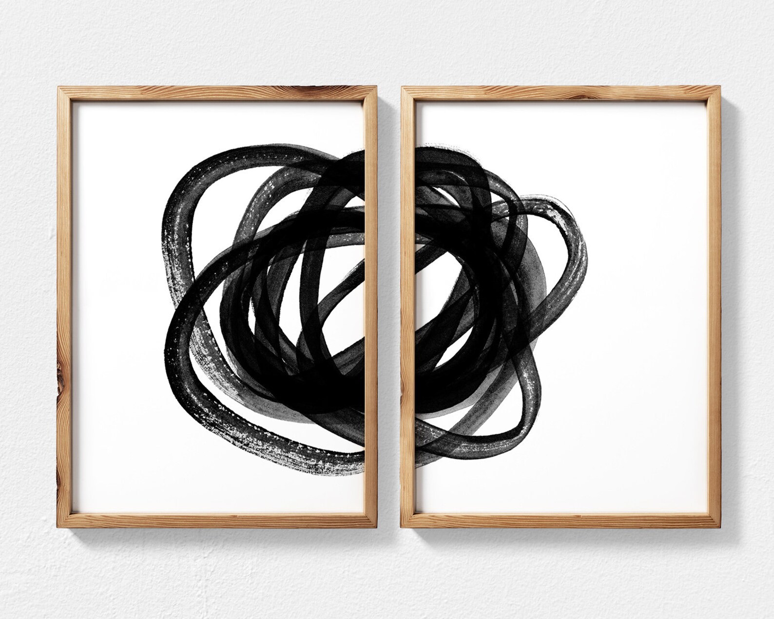 Black and White Abstract Art 2 Piece Wall Art, Scribble Art Set of 2 ...