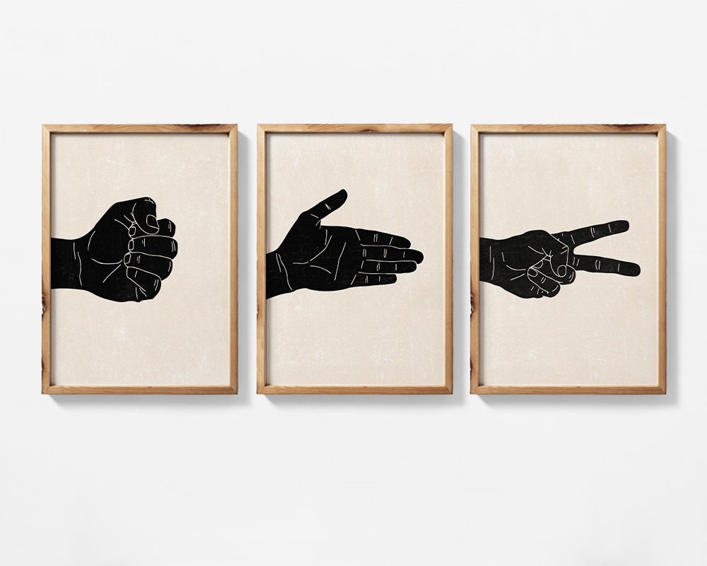 Rock Paper Scissors Set of 3 Printable Wall Art Paper - Etsy