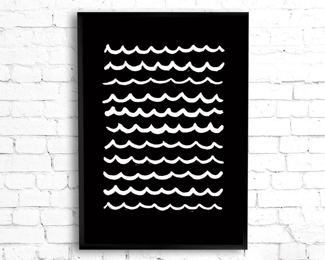 Black and white wave wall art set of 2 printable wall art Etsy