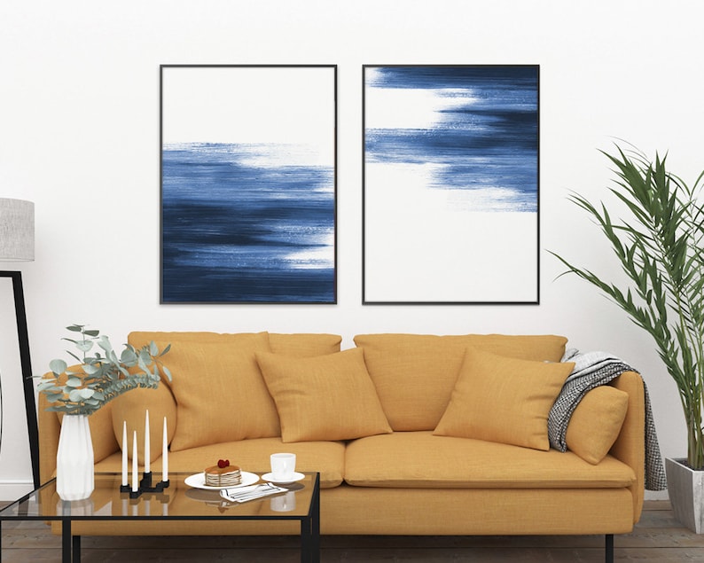 Navy Blue Wall Art Set of 2 Prints Coastal Decor Printable Etsy