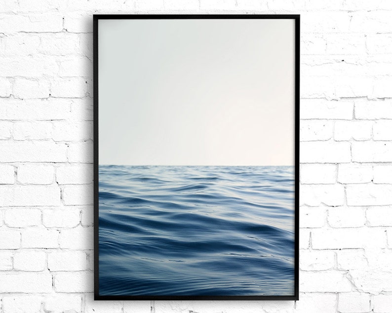 Ocean Print Navy Blue Coastal Wall Art, Ocean Photography Beach Decor Gift for Beach Lover, Navy Blue Wave Print Surf Art, Serene Wall Art image 7
