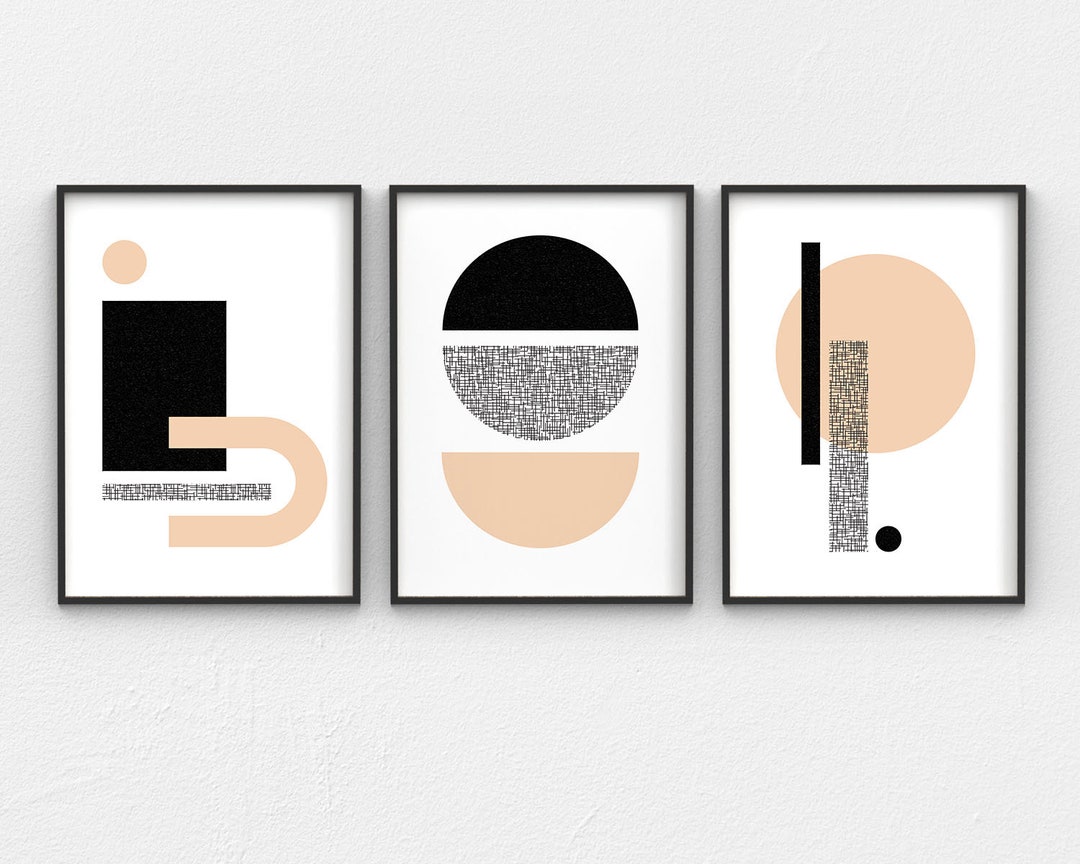 3 Piece Wall Art Mid Century Modern Geometric Wall Art, Memphis Style ...