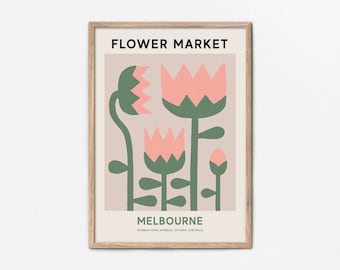 Melbourne Flower Market Print, Abstract Flower Market Poster, Abstract Flower Painting, Melbourne Print, Australia Travel Wall Art