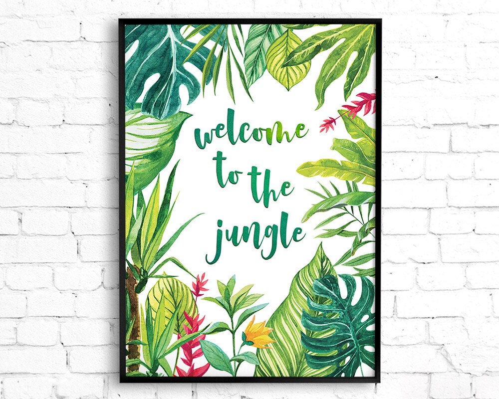 to the Jungle Printable Wall Art Tropical Decor Etsy