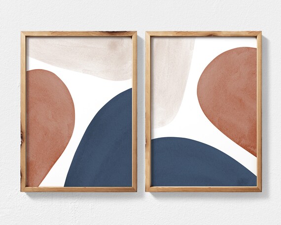 Printable Abstract Art Set of 2 Prints Featuring Terracotta | Etsy