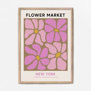 New York Flower Market Printable Wall Art, Pink Flower Market Poster, Abstract Flower Painting, New York Print, Abstract Pink Daisy Art image 5